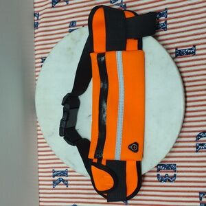 Orange Zipper Pocket Reflective Men's Waist Bag with Plastic Clip